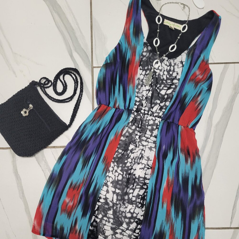 Staring at Stars cute black dress with native / animal print size small